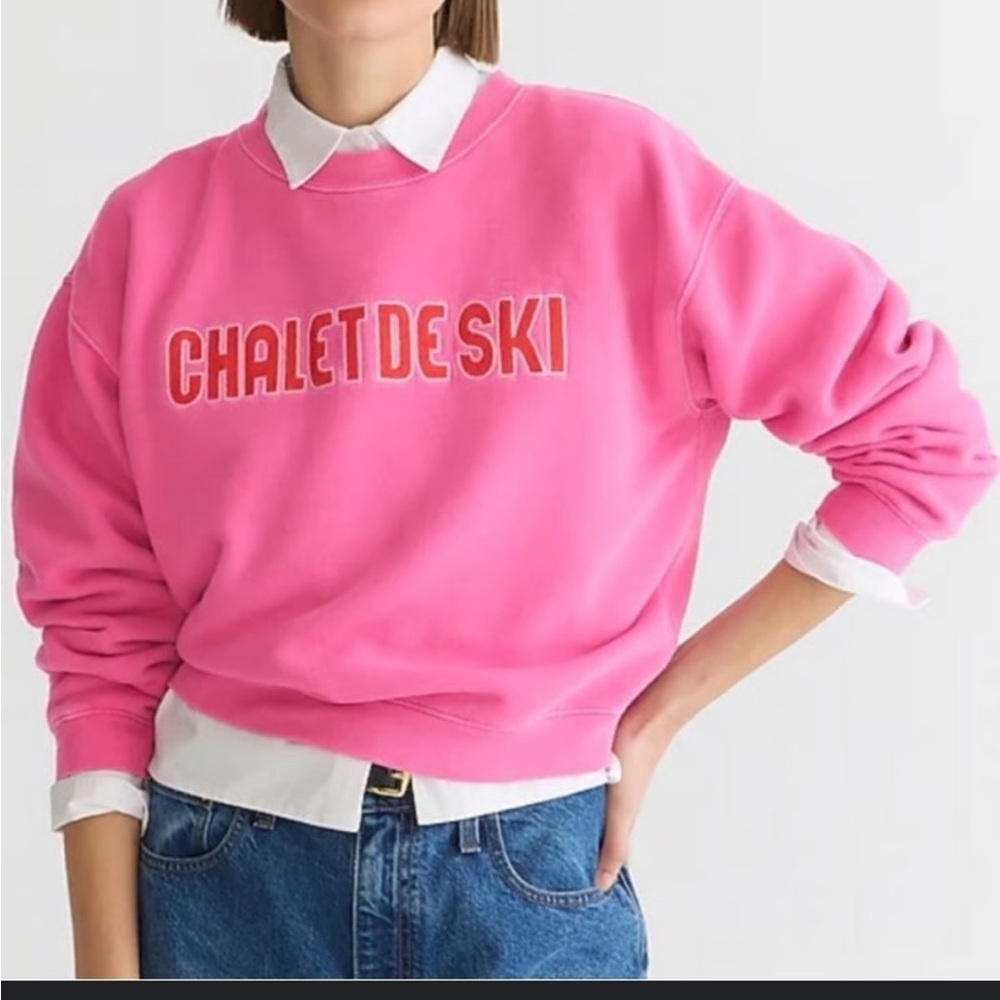 J Crew Heritage Chalet De Ski pink sweatshirt medium m apre